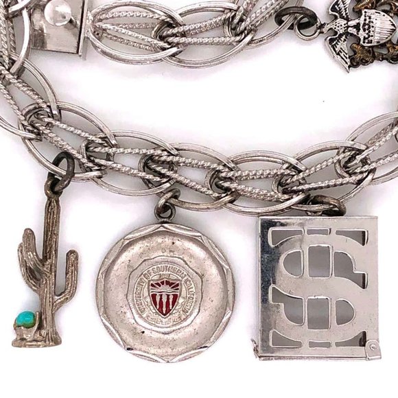 Vintage USC Sterling Silver Charm Bracelet - Picture 3 of 4